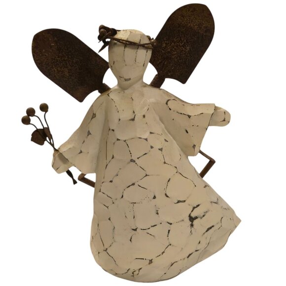 Angel Figurine Garden Shovel Wings Flowers Gardener 7 Inch P Caldwell - Picture 7 of 16